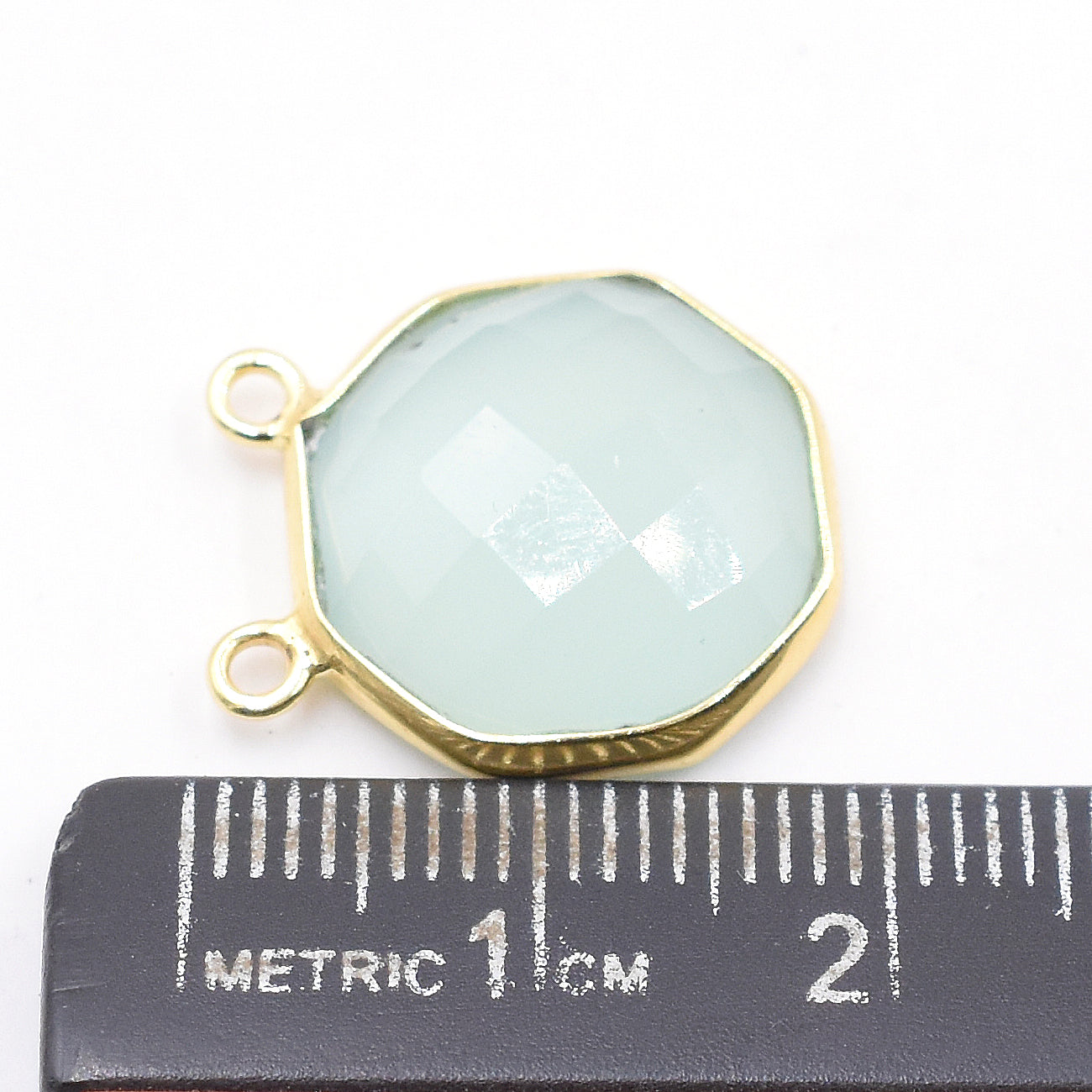 Aqua chalcedony octagon pendant with silver bezel