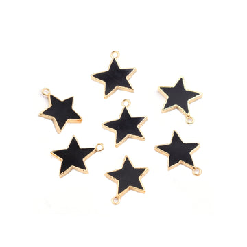 Polished Black Onyx stone in Star shape with silver finish