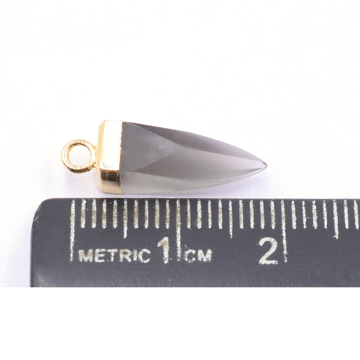 spike shaped gray moonstone pendant, gold electroplated