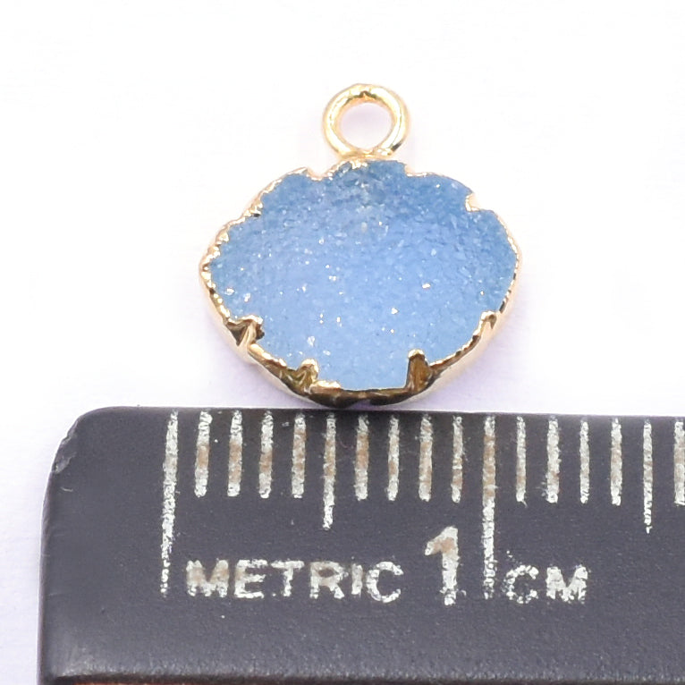 Gold electroplated Blue Druzy pendant in marquis shape