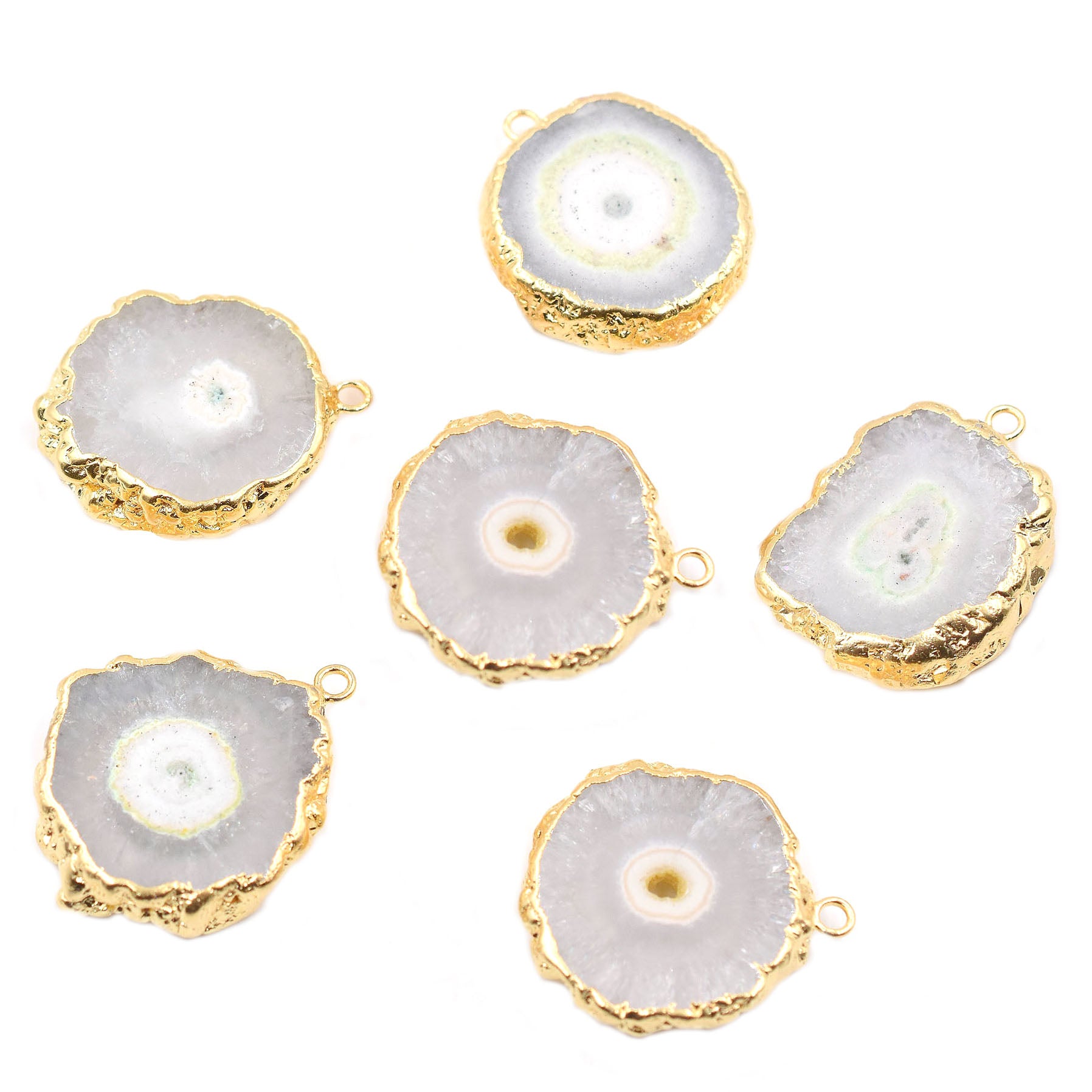 Solar Quartz 20 To 24 MM Round Shape Gold Electroplated Pendant