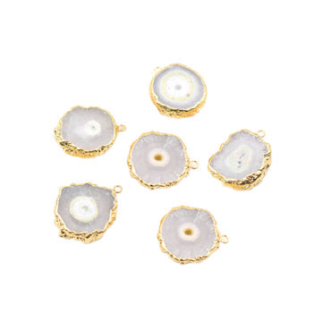 Solar Quartz 20 To 24 MM Round Shape Gold Electroplated Pendant