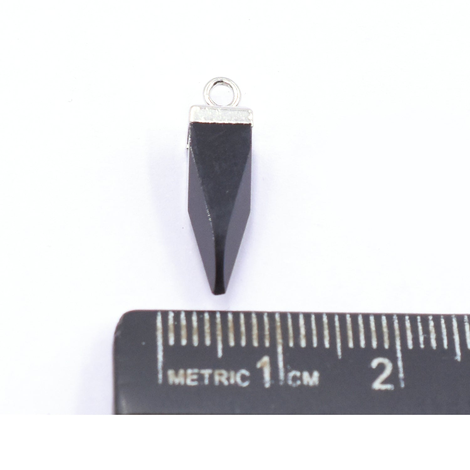 Black Onyx spike pendant in a sleek silver electroplated setting