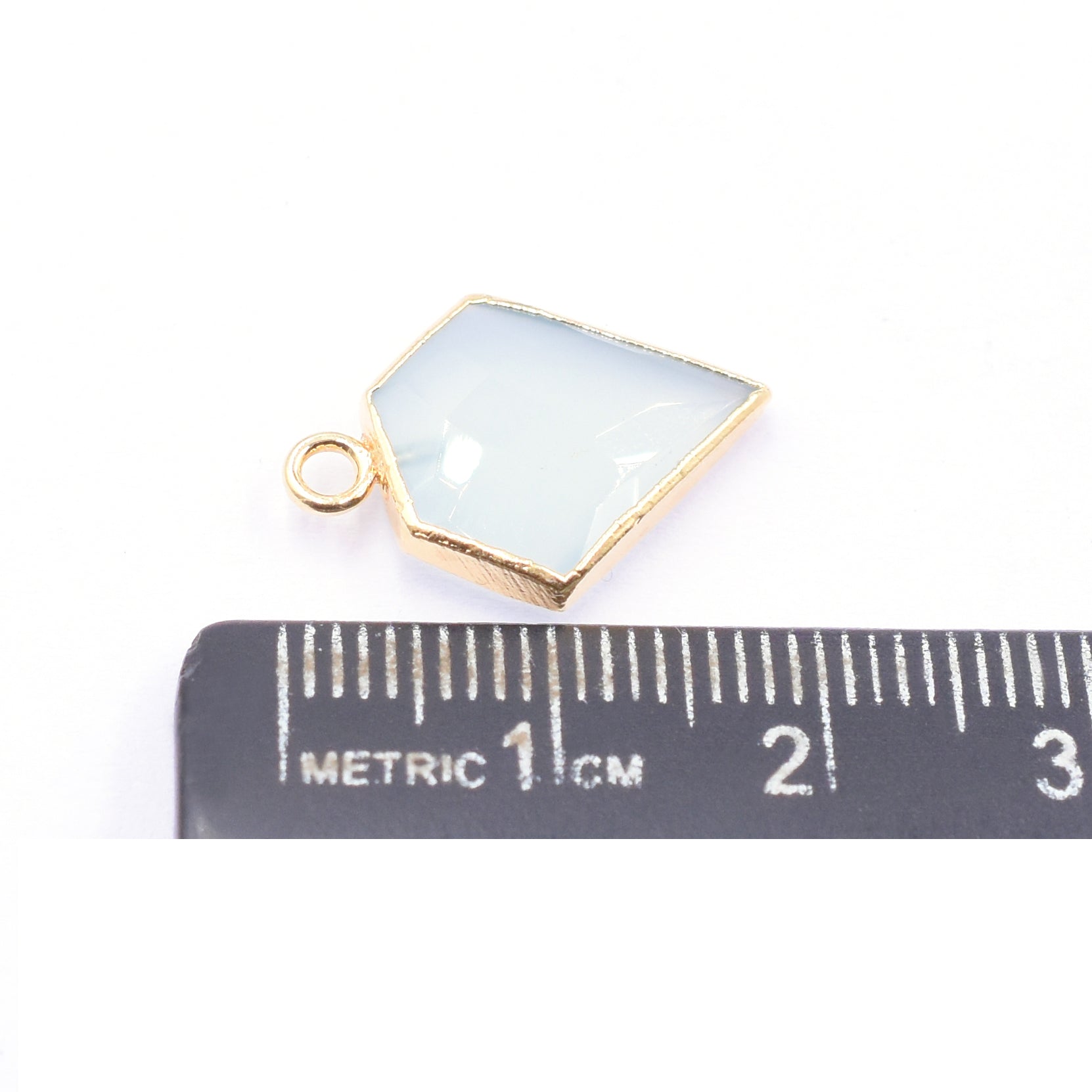 Gold edged aqua chalcedony barrel connector