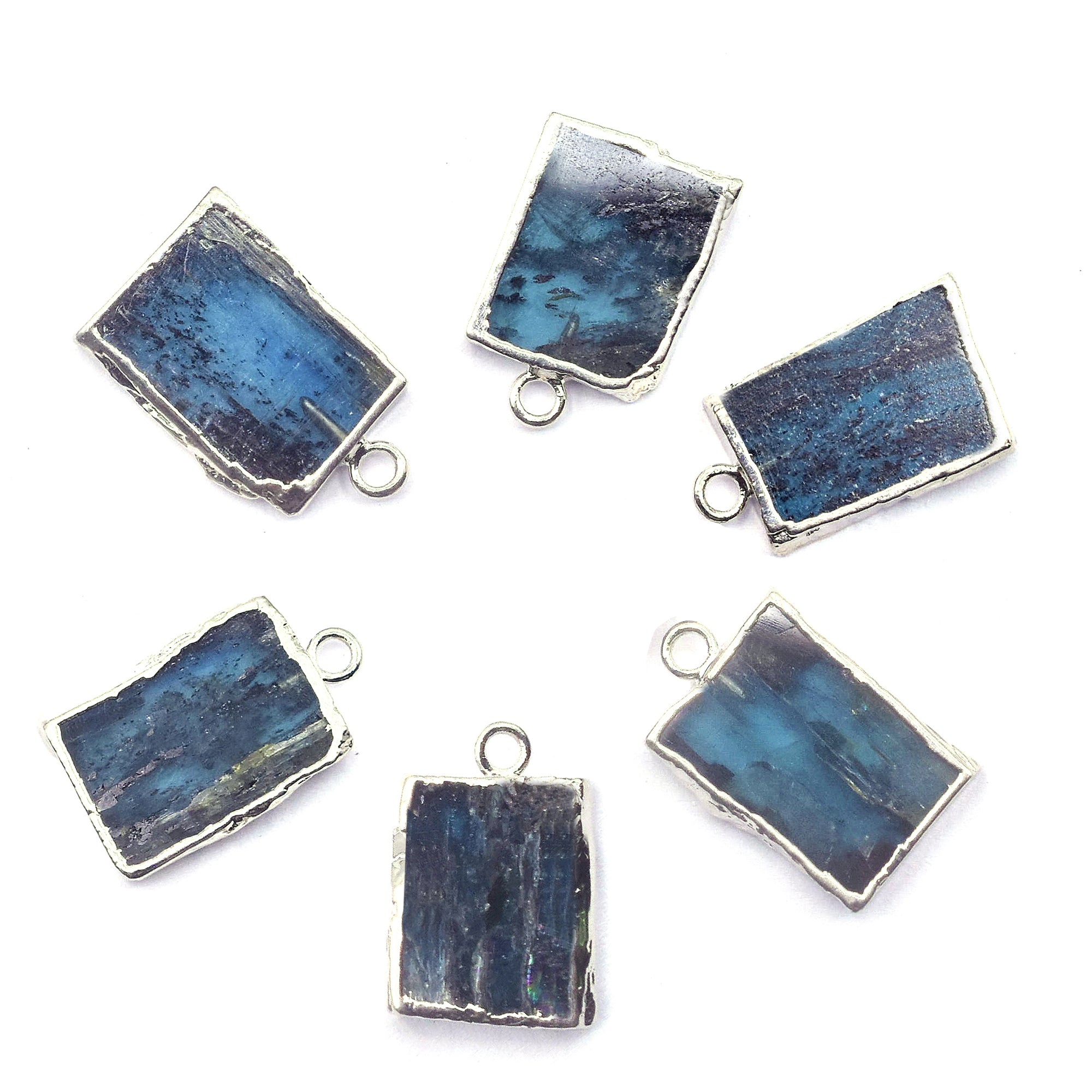 Kyanite Rectangle Shape 12 x 8 MM Silver Electroplated Pendant