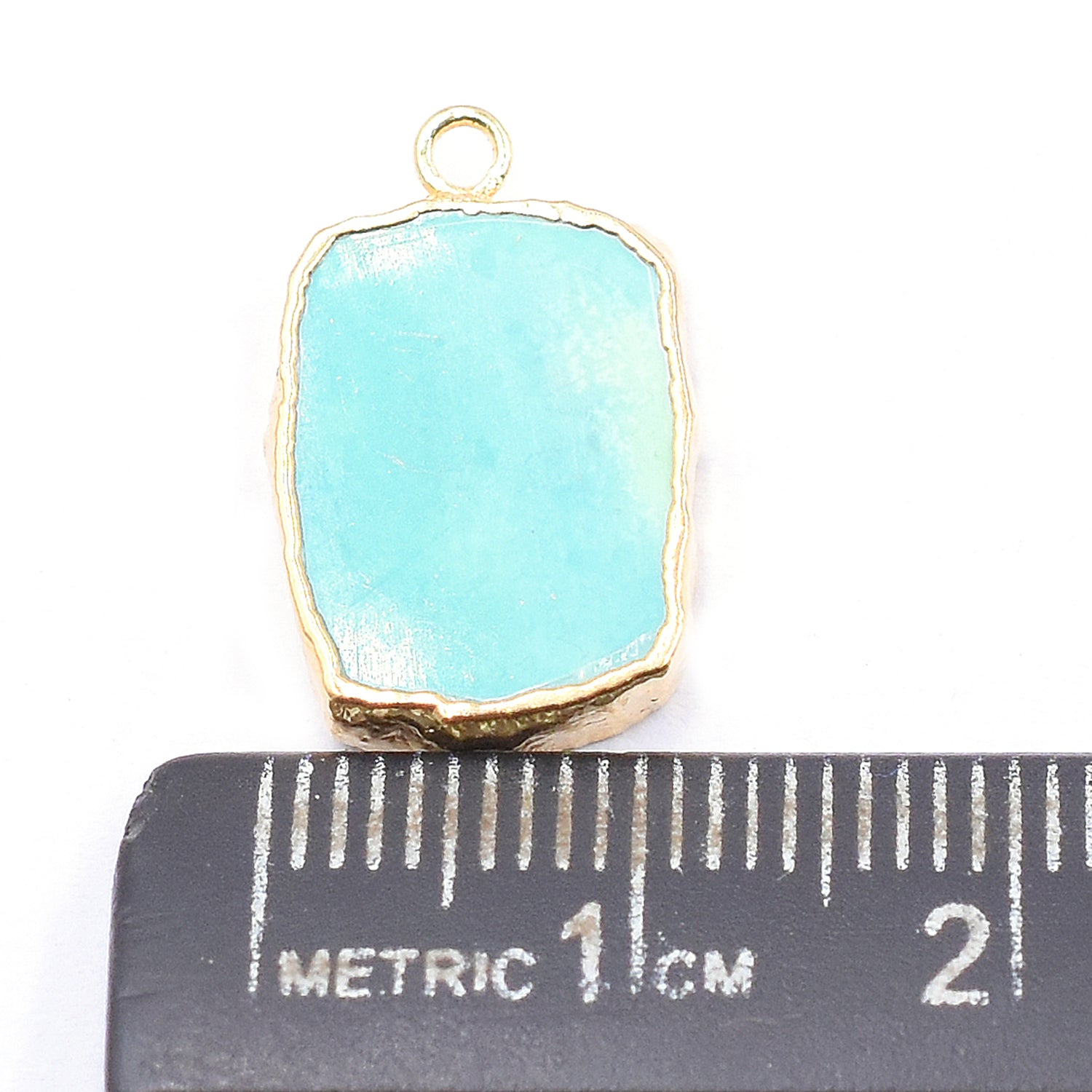 Elegant Rectangle shaped Green Howlite pendant in gold
