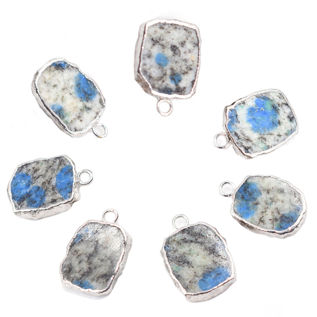 K2 Jasper Rectangle Shape 14 x 10 MM Silver Electroplated Pendant