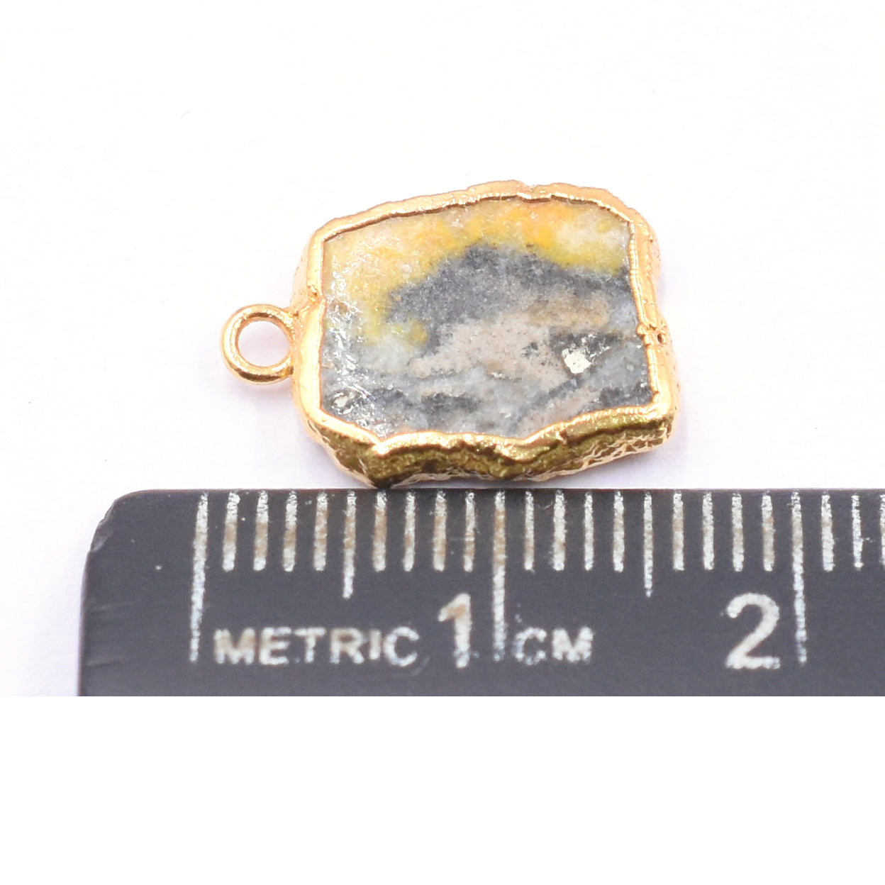 Gold electroplated Bumble Bee Jasper pendant in Rectangle shape