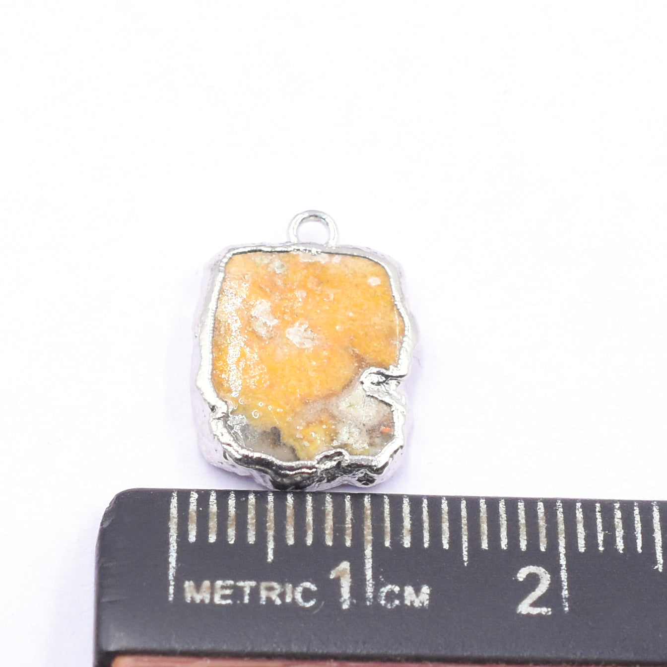 Vibrant Bumble Bee Jasper Rectangle shaped pendant with silver detailing