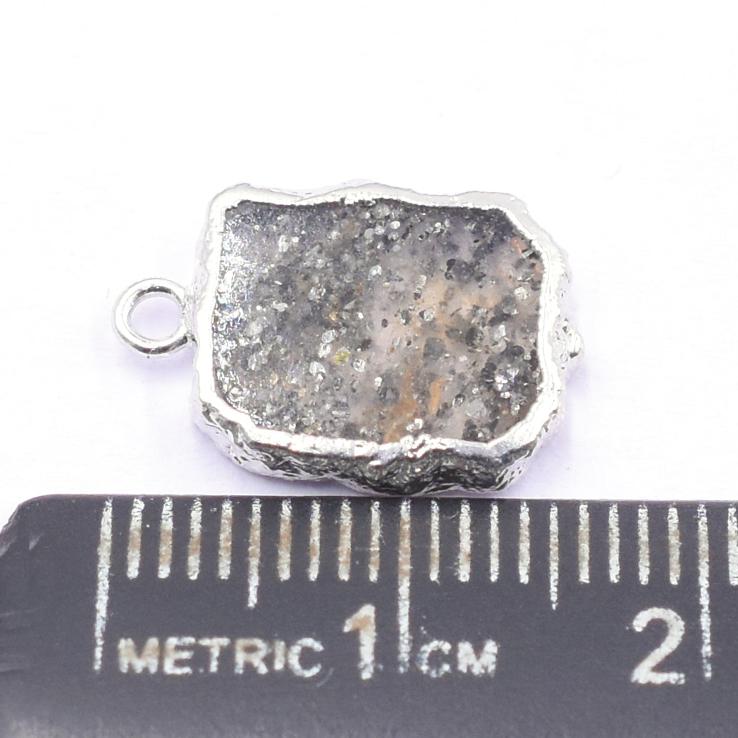 Silver electroplated Black Sunstone pendant in rectangle shape