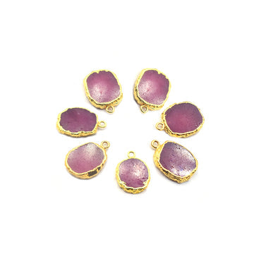 Ruby Corundum Rectangle Shape 14 x 10 MM Gold Electroplated Pendant