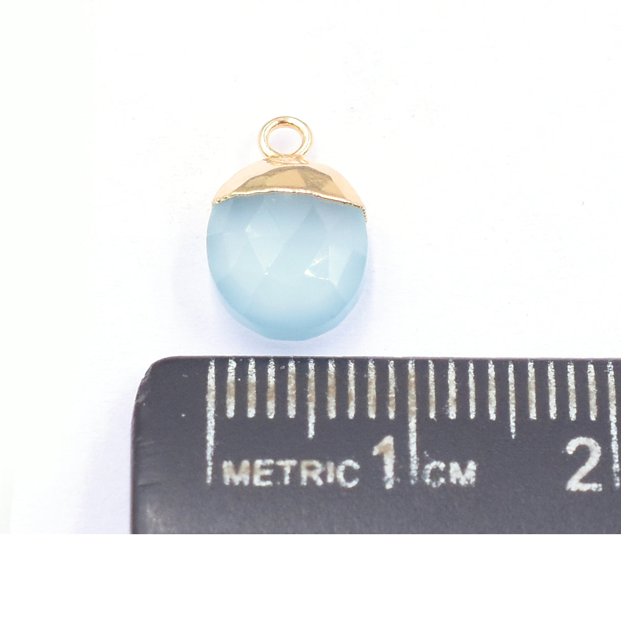 Gold edged aqua chalcedony barrel connector