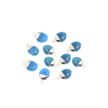 Oval shaped Blue Apatite pendant with silver electroplated finish