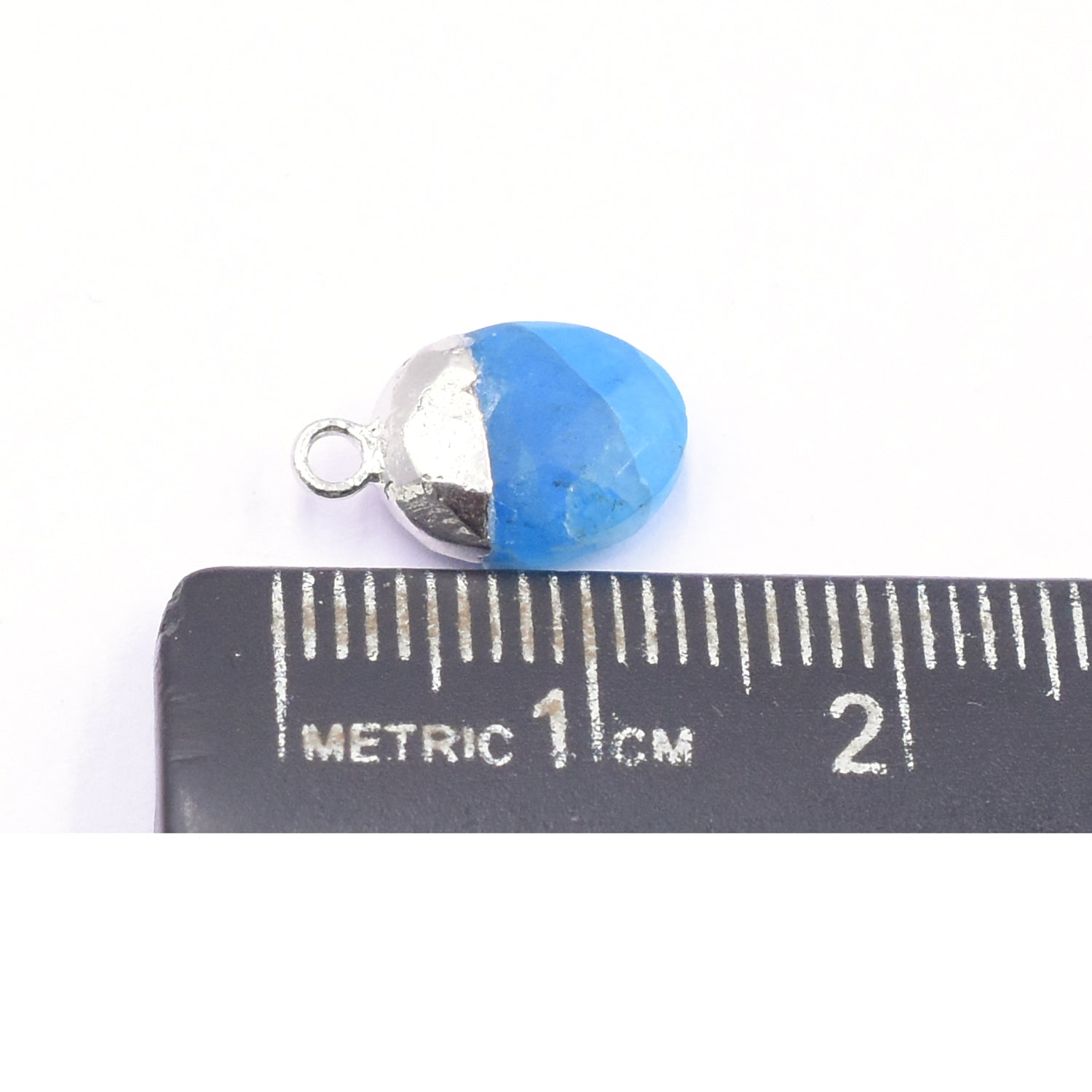 silver electroplated Blue Apatite pendant in oval shape