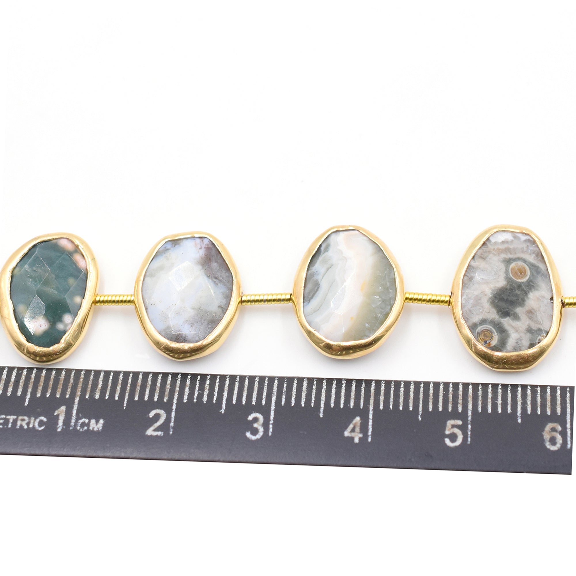 Silver vermeil jasper oval-shaped jewelry strand