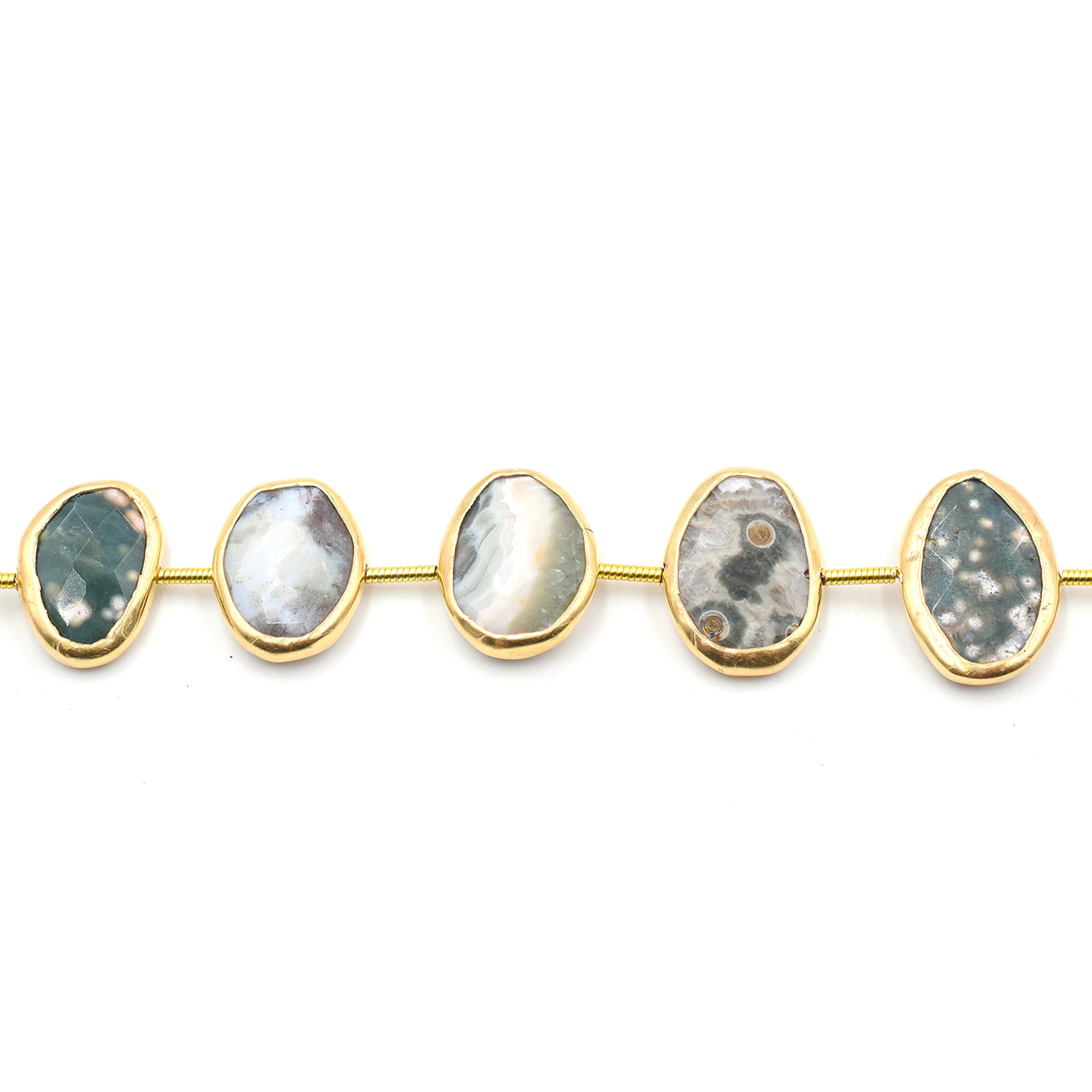 Jasper oval pendant with silver vermeil bezel