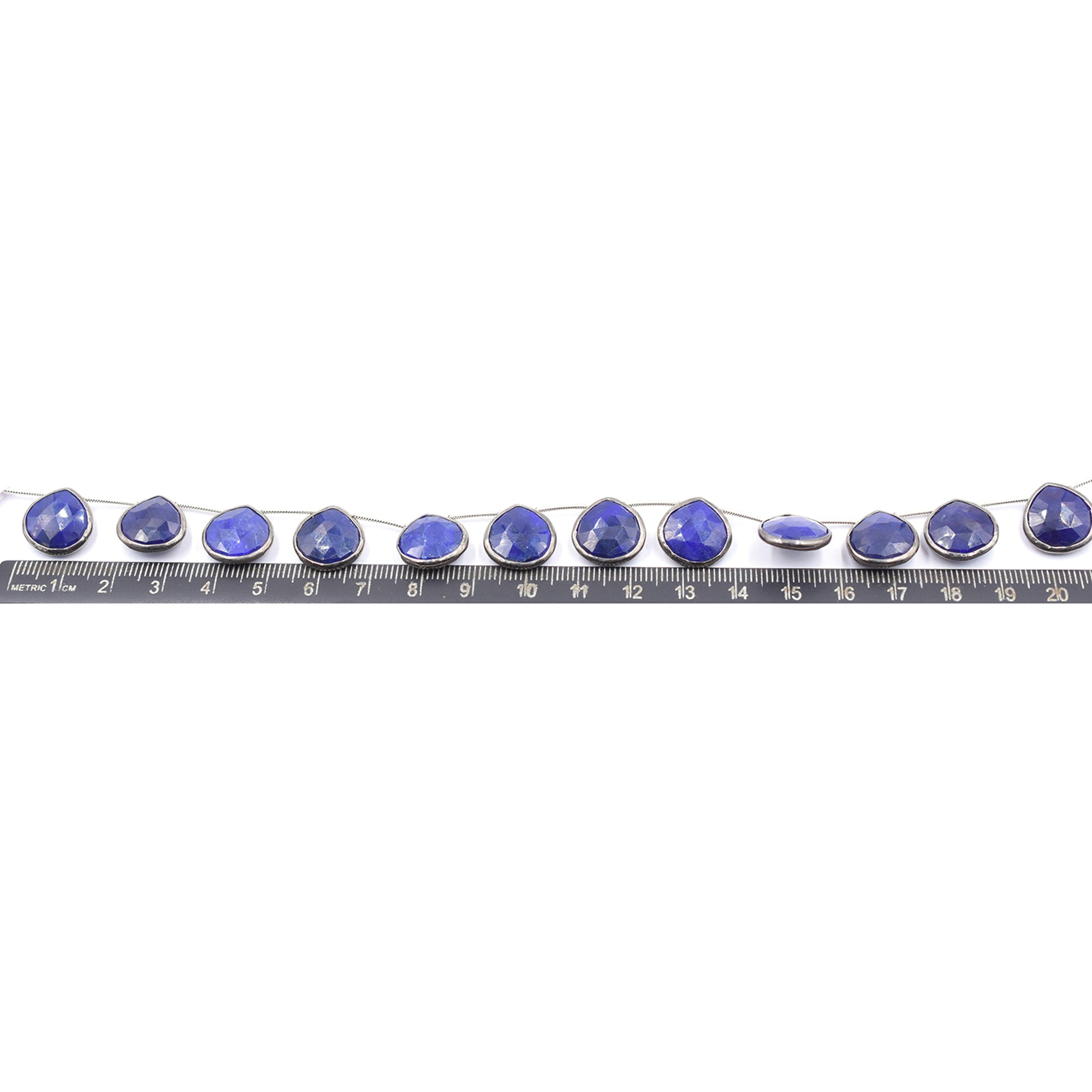 Black silver plated lapis lazuli heart-shaped jewelry strand