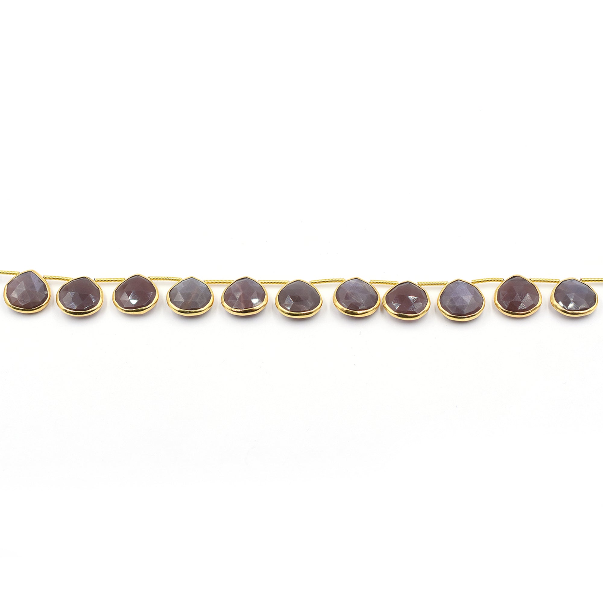 Chocolate moonstone heart pendant with silver vermeil bezel