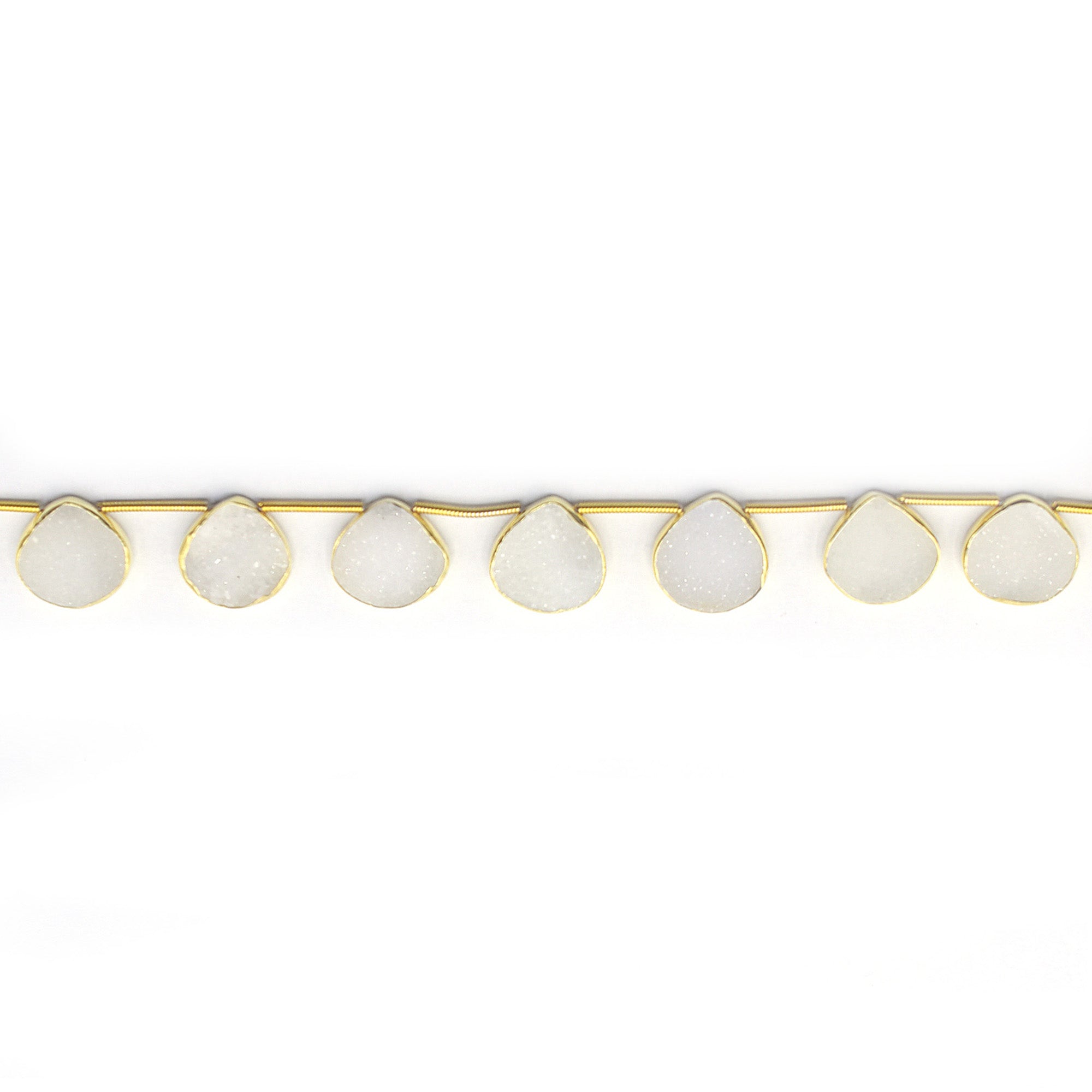 Silver plated white druzy heart-shaped jewelry strand