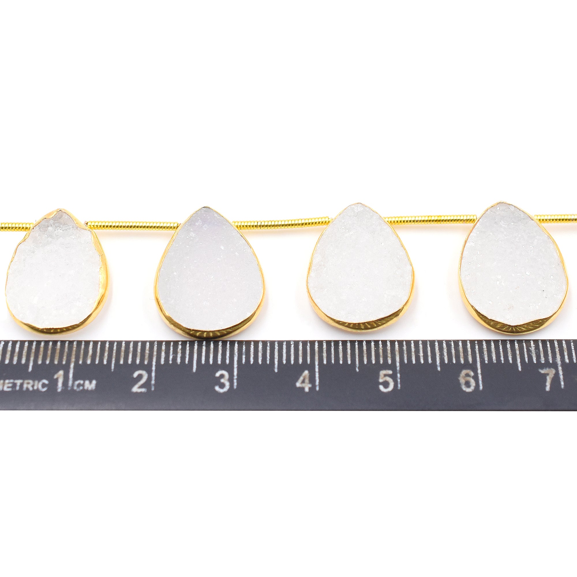 Silver White Druzy Pear Shape Strand