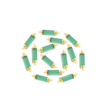 Barrel connector green onyx stone