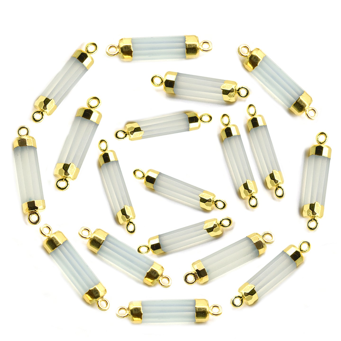 Barrel shape aqua chalcedony bead