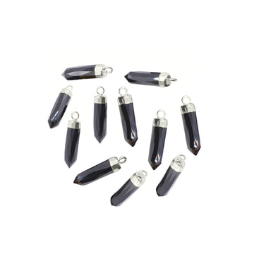 Black Onyx Bullet Pendant in Silver Electroplated Finish