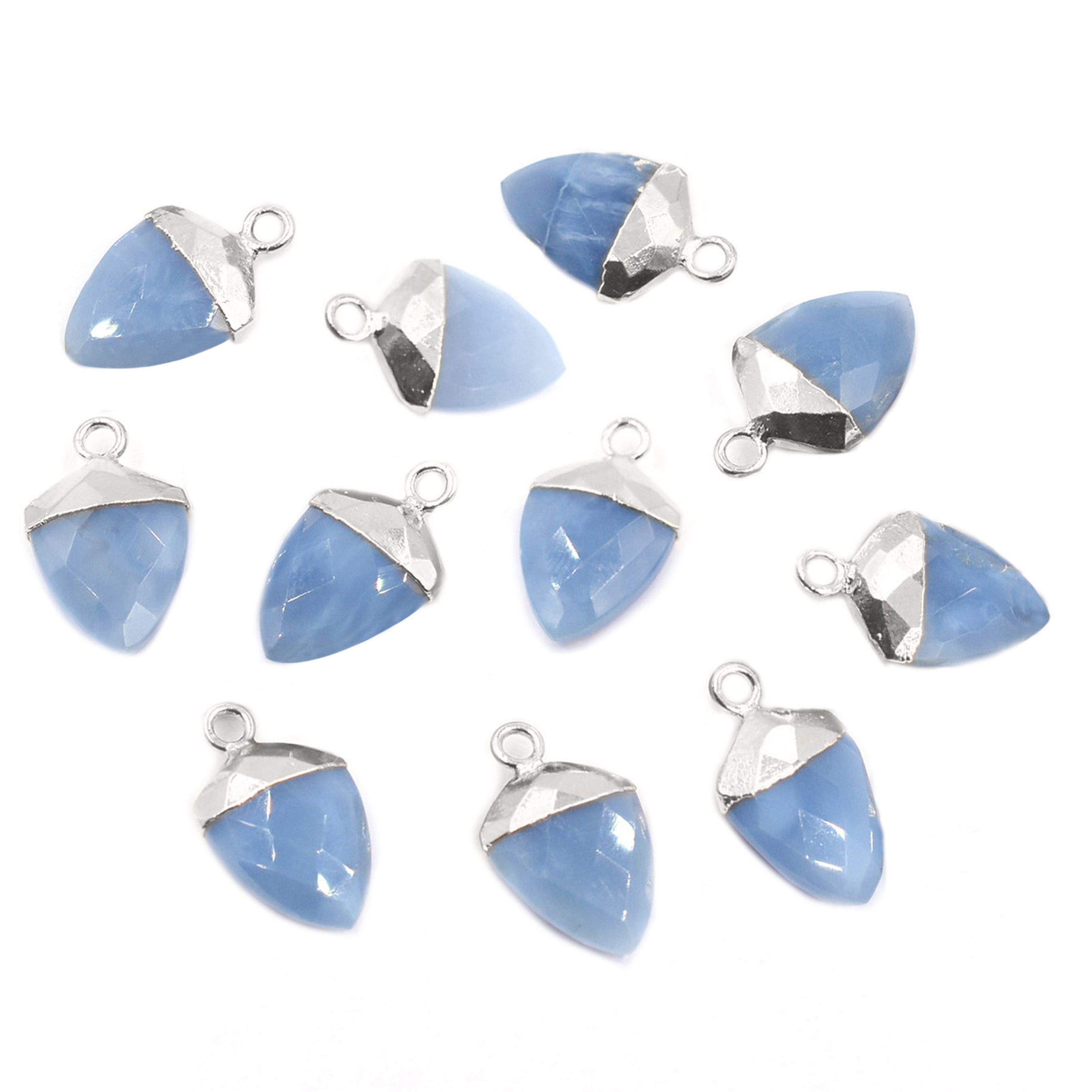 Elegant Blue Opal Shield pendant in silver frame