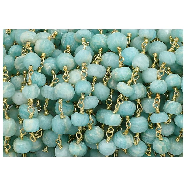 Brass Gold Plated Amazonite Gemstone Chain