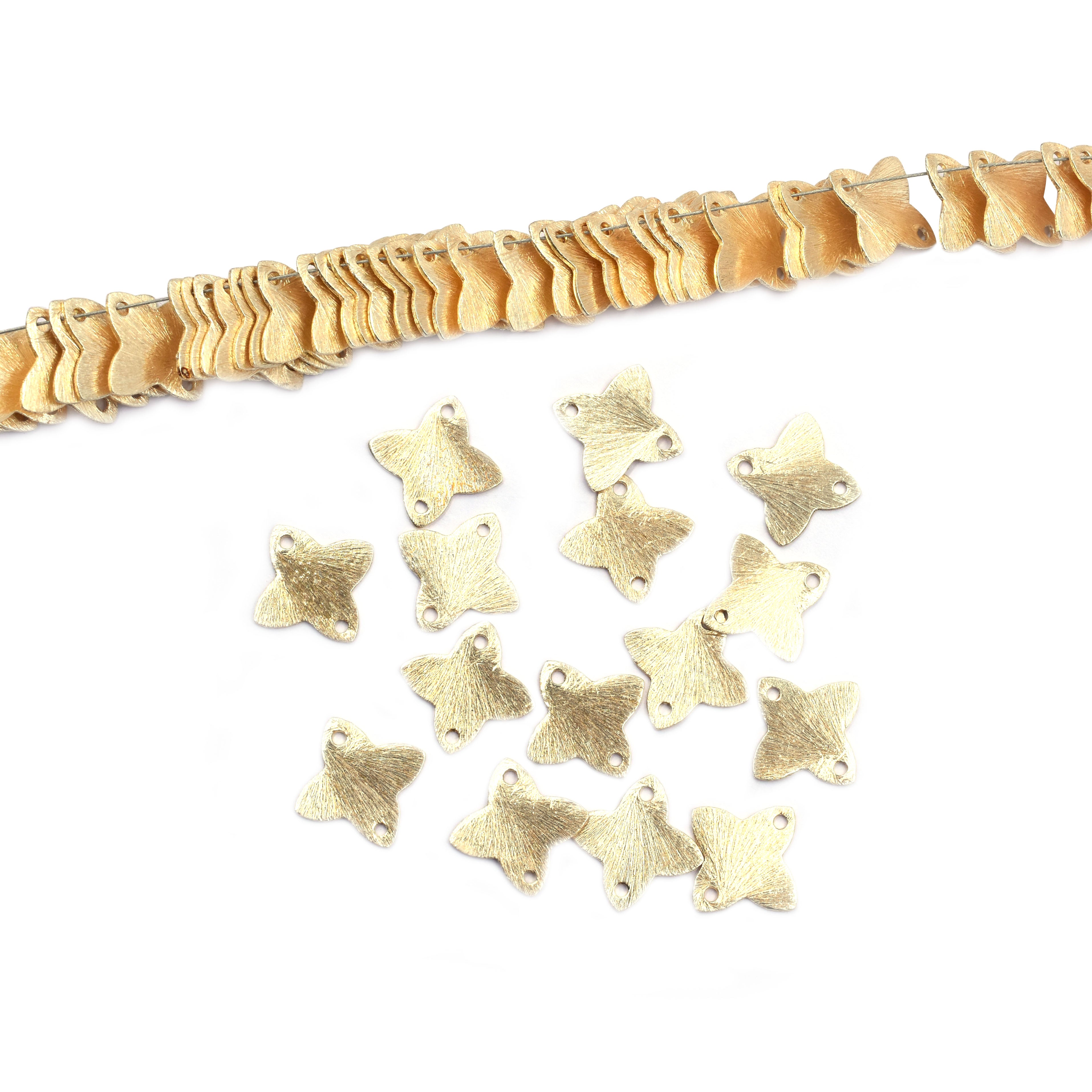 Brushed Matte Gold Plated Brass Beads