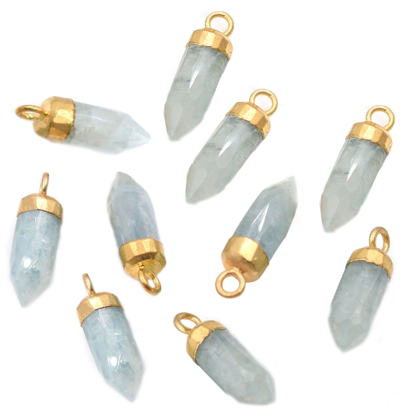 Bullet Shaped Aquamarine Pendant Charms