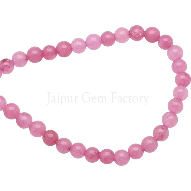 6 MM Pink Quartzite Smooth Round Shape Beads Strand