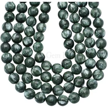 Seraphinite Smooth Round Beads 15 Inches Strand