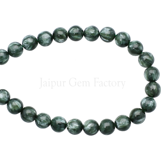 Seraphinite Smooth Round Beads 8mm 15 Inch Strand