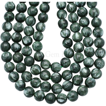 Seraphinite Smooth Round Beads 8mm 15 Inch Strand