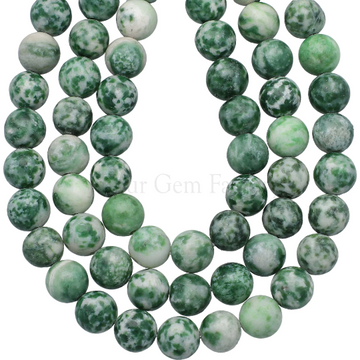 Green Spot Jasper Smooth Round Beads 15 Inches Strand