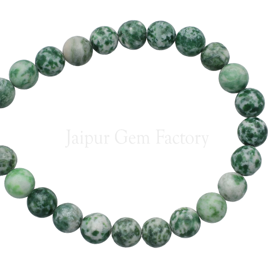 Green Spot Jasper Smooth Round Beads 15 Inches Strand