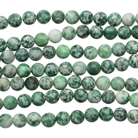 Green Spot Jasper Smooth Round Beads 15 Inches Strand