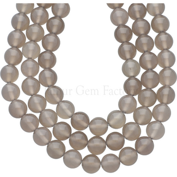 Gray Agate Smooth Round Beads 8mm 15 Inch Strand