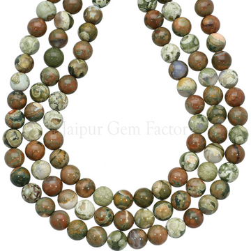 Rainforest Jasper Smooth Round Beads 8mm 15 Inch Strand