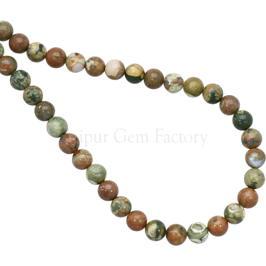 Rainforest Jasper Smooth Round Beads 8mm 15 Inch Strand