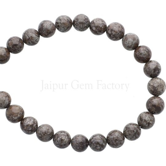 Brown Snowflake Obsidian Smooth Round Beads 15 Inches Strand