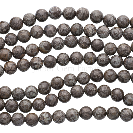 Brown Snowflake Obsidian Smooth Round Beads 15 Inches Strand