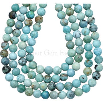 Peruvian Blue Opal Smooth Round Beads 15 Inches Strand