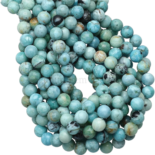 Peruvian Blue Opal Smooth Round Beads 15 Inches Strand