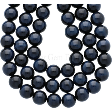 Natural Blue Tiger Eye Smooth Round Beads 15 Inches Strand