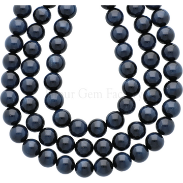 Natural Blue Tiger Eye Smooth Round Beads 15 Inches Strand
