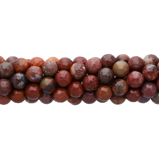 Red Multi Color Brecciated River Jasper Smooth Round Beads 15 Inches Strand