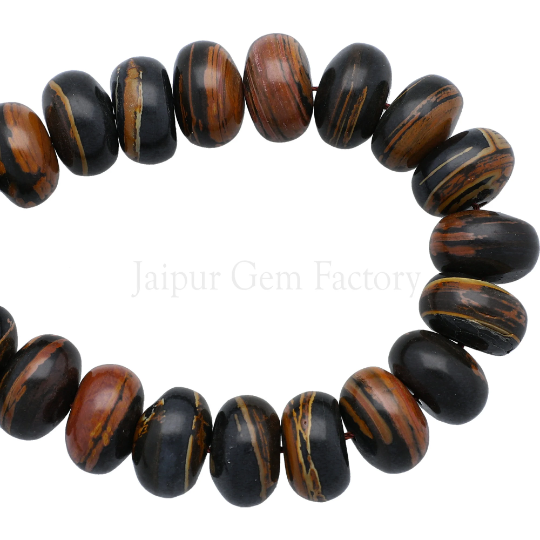 Yellow Brown Jasper Smooth Rondelle Beads 15 Inches Strand