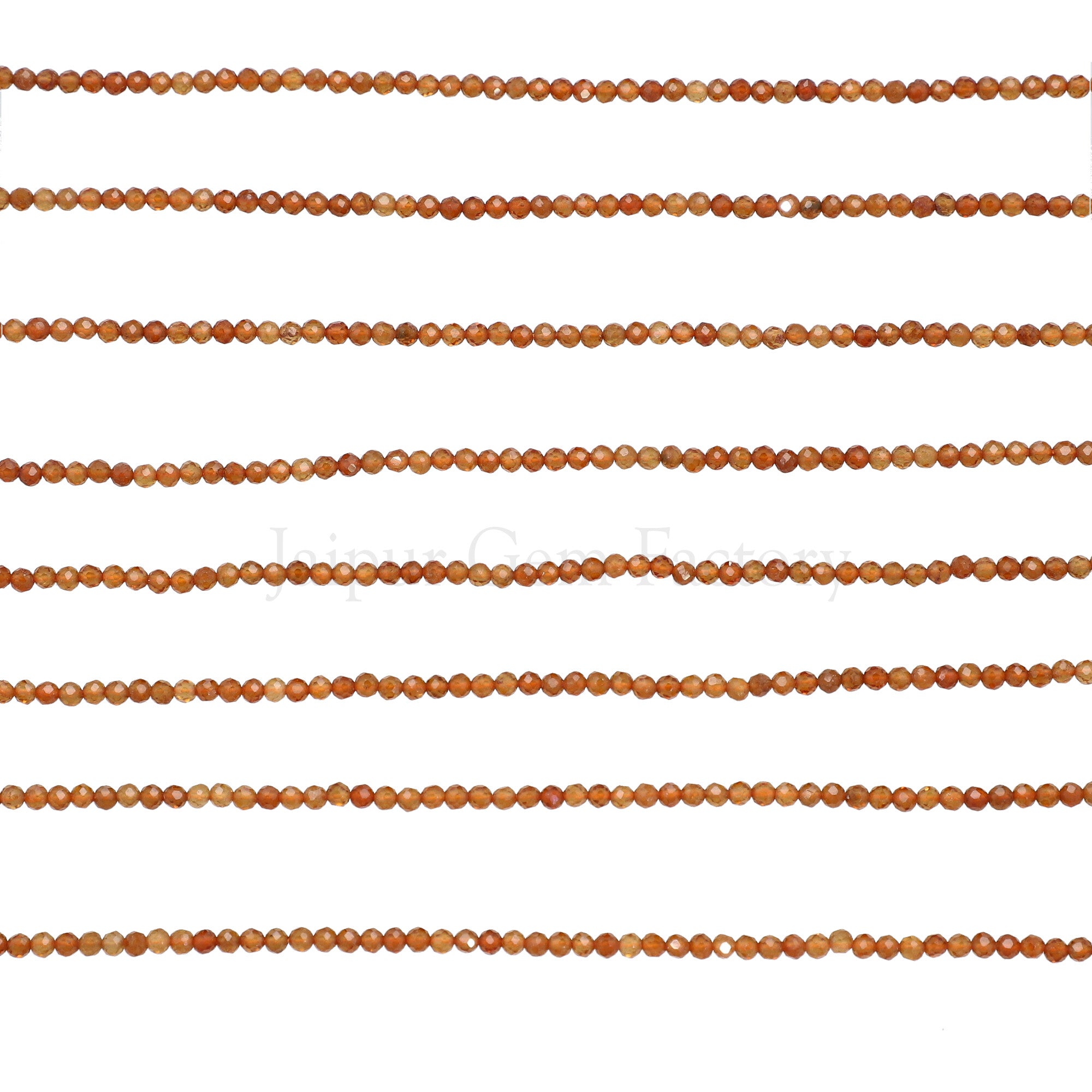 2.5 MM Hessonite Garnet Faceted Round Beads 15 Inches Strand